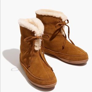 Madewell Sherpa Bootie Slipper in Suede